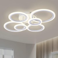 Teminbu Modern Led Ceiling Light White 6 Rings Flush Mount Ceiling Light 4000K Lighting Fixture Ceiling Lamp For Kitchen Bedr