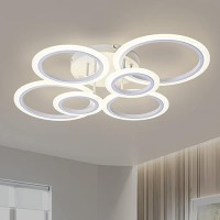 Teminbu Modern Led Ceiling Light White 6 Rings Flush Mount Ceiling Light 4000K Lighting Fixture Ceiling Lamp For Kitchen Bedr