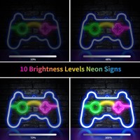 Neon Sign Gamepad Shape Led Neon Signs For Wall Decor, Dimmable Game Shaped Neon Lights For Bedroom Game Room Decor Teen Boys Gamer Party Gaming Wall Decoration Gift Wall Signs