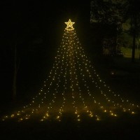 Artermy Christmas Decors Star String Lights,350 Led Solar Powered 8 Lighting Modes Hanging Waterfall Tree Lights 11'' Topper Star Decorative For New Year,Holiday,Wedding,Party (Ng01)