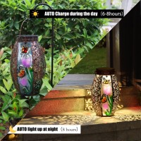 Outdoor Solar Lanternwaterproof Butterfly Hanging Metal Decorative Lights For Patio Table Garden Pathway Yard With Super Bright