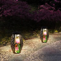 Outdoor Solar Lanternwaterproof Butterfly Hanging Metal Decorative Lights For Patio Table Garden Pathway Yard With Super Bright