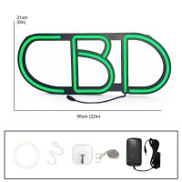 Led Neon Open Sign 21 X 8 Inches Cbd Light Signs, Super Bright Silicone Flex Neon Black Backer With Green Letters For Store (5521Cbd)