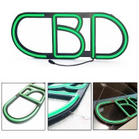 Led Neon Open Sign 21 X 8 Inches Cbd Light Signs, Super Bright Silicone Flex Neon Black Backer With Green Letters For Store (5521Cbd)