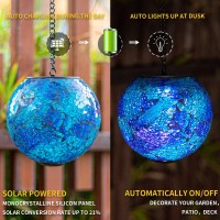 Vcuteka Solar Lanterns Outdoor Waterproof Hanging Solar Lights Garden Led Lanterns Mosaic Glass Design For Landscape Patio Yar