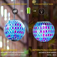 Vcuteka Hanging Solar Lanterns Mosaic Solar Lights With Hook Up Outdoor Solar Garden Lights Decor For Yard Tree Fence Patio