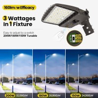 Yarbo 200W Led Parking Lot Light 180W 150W Tunable 32000Lm 160Lmw 5000K Parking Lot Light Adjustable Slip Fitter Dimmable