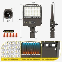 Yarbo 220W Led Parking Lot Light 200W 180W Selectable 35200Lm160Lmw 5000K Led Shoebox Light Slip Fitter Dimmable Parking L