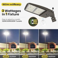 Yarbo 320W Led Parking Lot Light 300W 280W Tunable 51200Lm 160Lmw 5000K Parking Lot Light Slip Fitter Dimmable Led Shoebox