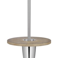 Charlie 61 Inch Modern Floor Lamp, Wood Table, 1 Usb, Glossy, White, Brown