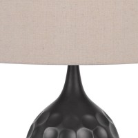 29 Inch Modern Table Lamp, Drum Shade, Diverted Wood Base, Dark Bronze Brown