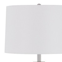 Charlie 61 Inch Modern Floor Lamp, Drum Shade, Glossy Chrome, White, Brown