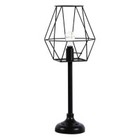 Ora 27 Inch Modern Table Lamp, Diamond Cage Shade, Round Metal Base, Black