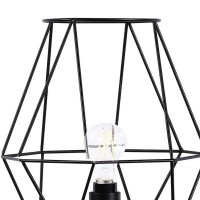 Ora 27 Inch Modern Table Lamp, Diamond Cage Shade, Round Metal Base, Black