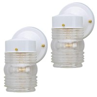 Ciata Outdoor Porch Light House Fixture Wall Mount Light Lantern Sconce, Lantern Sconce Fixture Jelly Jar Outdoor Down Light Fixture Front Porch - White - 2 Pack