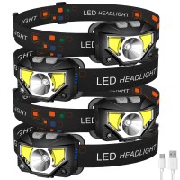 Lhknl Headlamp Flashlight, 4-Pack 1200 Lumen Ultra-Light Bright Led Rechargeable Headlight With White Red Light, Waterproof Motion Sensor Head Lamp, 8 Modes For Outdoor Camping Running Cycling Fishing