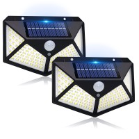 Ceena Solar Outdoor Lights, Ip65 Waterproof Motion Sensor 100 Leds Security Lights With Lights Reflector For Exterior Wall, Patio, Yard, Garage, Deck, Garden, 2 Pack