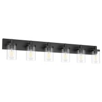 Aipsun 48In Vanity Light Black Bathroom Vanity Lighting Fixtures 6 Light Bathroom Light Fixtures With Clear Glass Shade(Exclude Bulb)