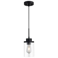 Dalivol Modern Black Farmhouse Clear Glass Cylinder Pendant Light Fixture Ceiling Hanging Metal Industrial Mini Pendant Lighting