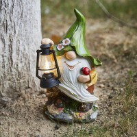 Pearlstar Outdoor Garden Gnomes Statues Solar Turtle Light Large Resin Figurine Lawn Dwarf Ornaments For Yard Patio Home Decor