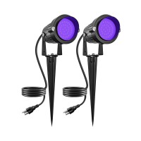 Doreio Halloween Spotlight 15W Led Black Lights Landscape Lighting Waterproof Outdoor Blacklight With Us Plug For Glow Dance Party,Stage Lighting,Body Paint,Fluorescent Poster, Neon Glow(2 Pack)