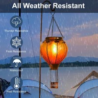 Hot Air Balloon Solar Lantern With Flickering Flame Hanging Solar Lights Outdoor Waterproof Lanterns For Garden Patio Yard Party