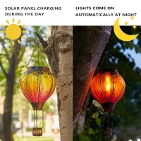 Hot Air Balloon Solar Lantern With Flickering Flame Hanging Solar Lights Outdoor Waterproof Lanterns For Garden Patio Yard Party