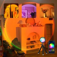 Tsrarey Sunset Lamp Projector With Remote Control, Endless Colors 360 Degree Rotation Sunset Projection Lamp Led Light, Button Switch & App Control Lamp For Christmas Gifts Photography Party Bedroom