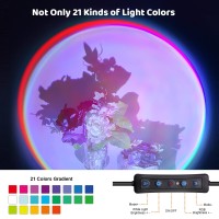 Tsrarey Sunset Lamp Projector With Remote Control, Endless Colors 360 Degree Rotation Sunset Projection Lamp Led Light, Button Switch & App Control Lamp For Christmas Gifts Photography Party Bedroom