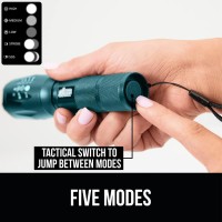 Gorilla Grip Led Tactical Handheld Flashlight, High Lumens, Ultra Bright 5 Mode, Long Lasting Water Resistant, 750 Ft Zoom Flashlights, Camping Accessory, Camp Gear, Emergency Outages, Teal Blue