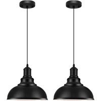 Loehinle 2Pcs Pendant Lighting Vintage Industrial Fixtures Black Metal Chandelier Lights Ceiling Lamp For Kitchen Home Island