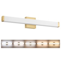 Yhtlaeh Bathroom Vanity Light Brushed Nickel Square Led 24 Inch 14W 4000K Natural White Light Wall Bar Lighting Fixtures Over Mirror (Metal Brass, 24 Inch 5Cctdimmable)