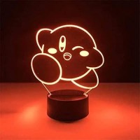 3D Night Lights For Boys Girls Kirby 3D Night Light Cute Cartoon Game Anime Home Decoration Lamp Kawaii Kids Birthday Gift Lamp Led Illusion Light (16 Colors With Remote)