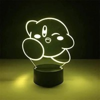 3D Night Lights For Boys Girls Kirby 3D Night Light Cute Cartoon Game Anime Home Decoration Lamp Kawaii Kids Birthday Gift Lamp Led Illusion Light (16 Colors With Remote)