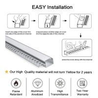 Hunhun 10-Pack 6.6Ft/2Meter Drywall Led Aluminum Channel System With Milky Cover, End Caps And Mounting Clips, Aluminum Profile For Led Strip Light Installations (Double-Edge-6.6Ft, 10)