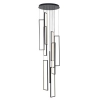 Umeiluce 9 Lights Large Chandelier Pendant Modern Led Dimmable Ceiling Hanging Lamp For Stair Hotel Villa,Black High Ceiling Light Fixture,D23.6 Inches