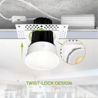 Asd Trimless 2 Inch Led Recessed Lighting 15W 120V Square Led Downlight Canless Dimmable Led Downlights For Ceiling With Jbox