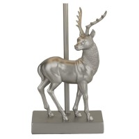 Silver Stag Vintage Table Lamp Light With Grey Fabric Drum Shade | 425Mm Height | 1 X E27 Es Lamp Bulb Required (Not Included) | 3 Pin Plug | In-Line Switch | Suitable For Led