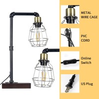 Conca Steampunk Table Lamp E26 Base Rustic Edison Lighting Cage Shade Table Lamp Ablackbronze