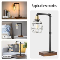 Conca Steampunk Table Lamp E26 Base Rustic Edison Lighting Cage Shade Table Lamp Ablackbronze