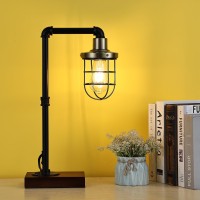 Conca Steampunk Table Lamp Industrial Table Lamp E26 Base Rustic Edison Lighting Cage Shade Table Lamp Bblackbronze