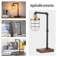 Conca Steampunk Table Lamp Industrial Table Lamp E26 Base Rustic Edison Lighting Cage Shade Table Lamp Bblackbronze