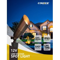 Coloer Diecast Brass Landscape Spotlights Outdoor With 5W Aluminum Housing Led Mr16 Bulb 2700K 450Lm 12V Acdc Low Voltage Ligh