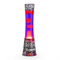 Ahccsd 16 Inch Beautiful Magma Lamps-Decal Base Colormax Graffiti Arts With Orange Wax In Purple Liquid Motion Lamps Night Lights For Kids-Home Office Decor Great Gift For Women And Girls.