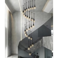 Ykolupty 150 Long Staircase Crystal Pendant Chandeliers 36Light Black Column Crystal Chandeliers Foyer Entrance High Ceiling H