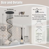 Ykolupty 150 Long Staircase Crystal Pendant Chandeliers 36Light Black Column Crystal Chandeliers Foyer Entrance High Ceiling H