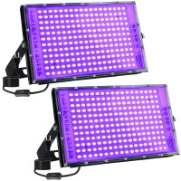 2 Pack 150W Led Blacklight Meekbos Uv Black Lights For Glow Party Ip65 Waterproof Outdoor Uv Floodlight For Black Light Party