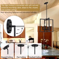 Leading Lighting 4 Light Farmhouse Chandelier Hanging Light Fixture Rustic Kitchen Island Lighting With Black Metal Frame For Entryway Dinning Room Bedroom