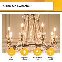 Hizashi Chandelier Light Bulbs 60 Watt 90+Cri 2700K Soft White, E12 Candelabra Led Light Bulbs Dimmable, B11 Led Candelabra Bulbs, 6W, 550Lm, Candle Light Bulbs, Ul Listed, 12 Pack