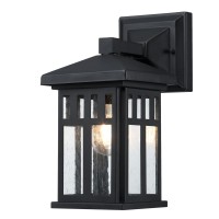 Westinghouse Lighting 6120800 Burnham Craftsman-Style One Light Outdoor Wall Fixture, Textured Black Finish, Clear Seeded Glass